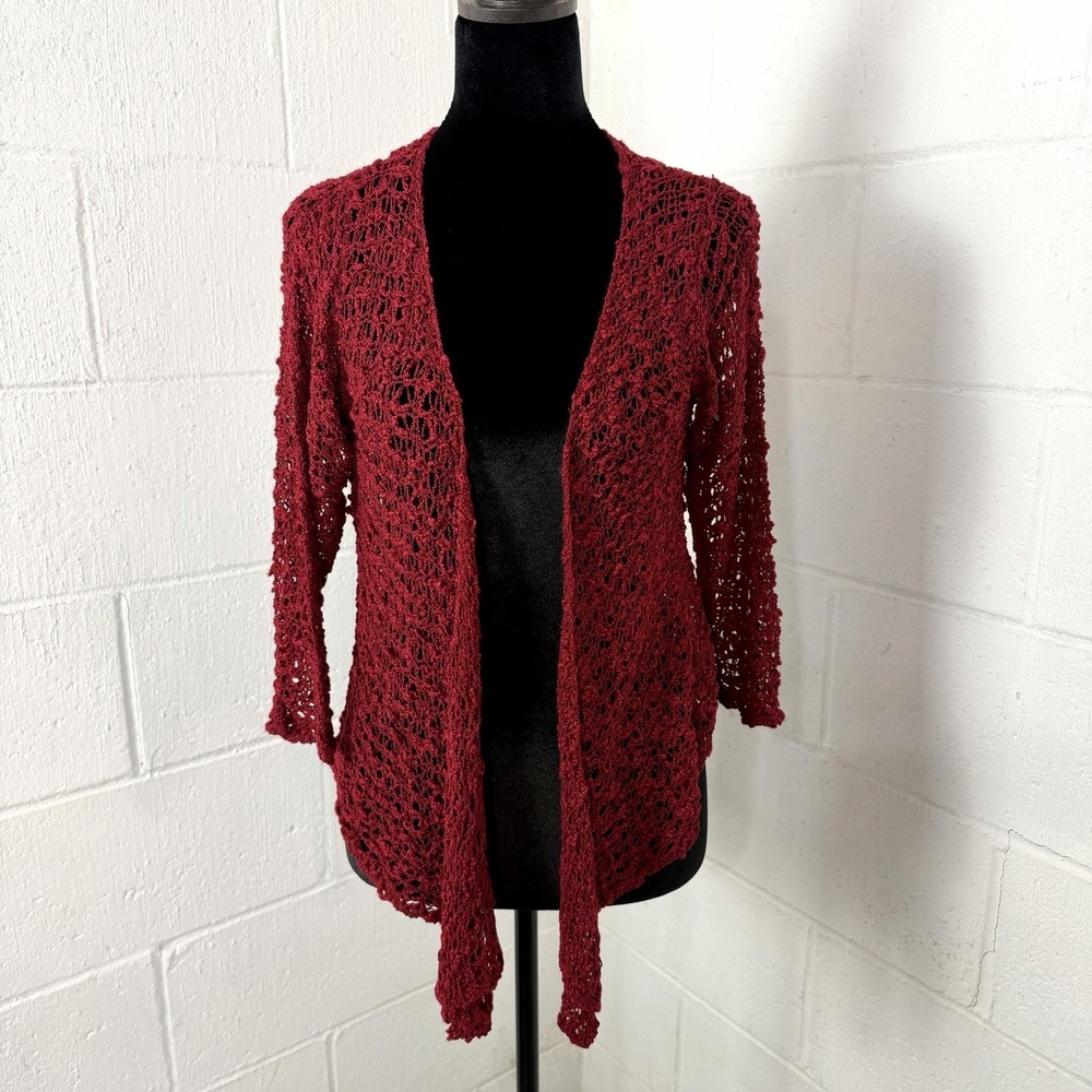 NWT Lost River Crochet Cardigan Open Knit Red Crunchy Granola Festival BoHo OS
